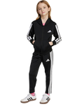 adidas Kids' Essentials 3-Stripe Shiny Tracksuit, Black/White
