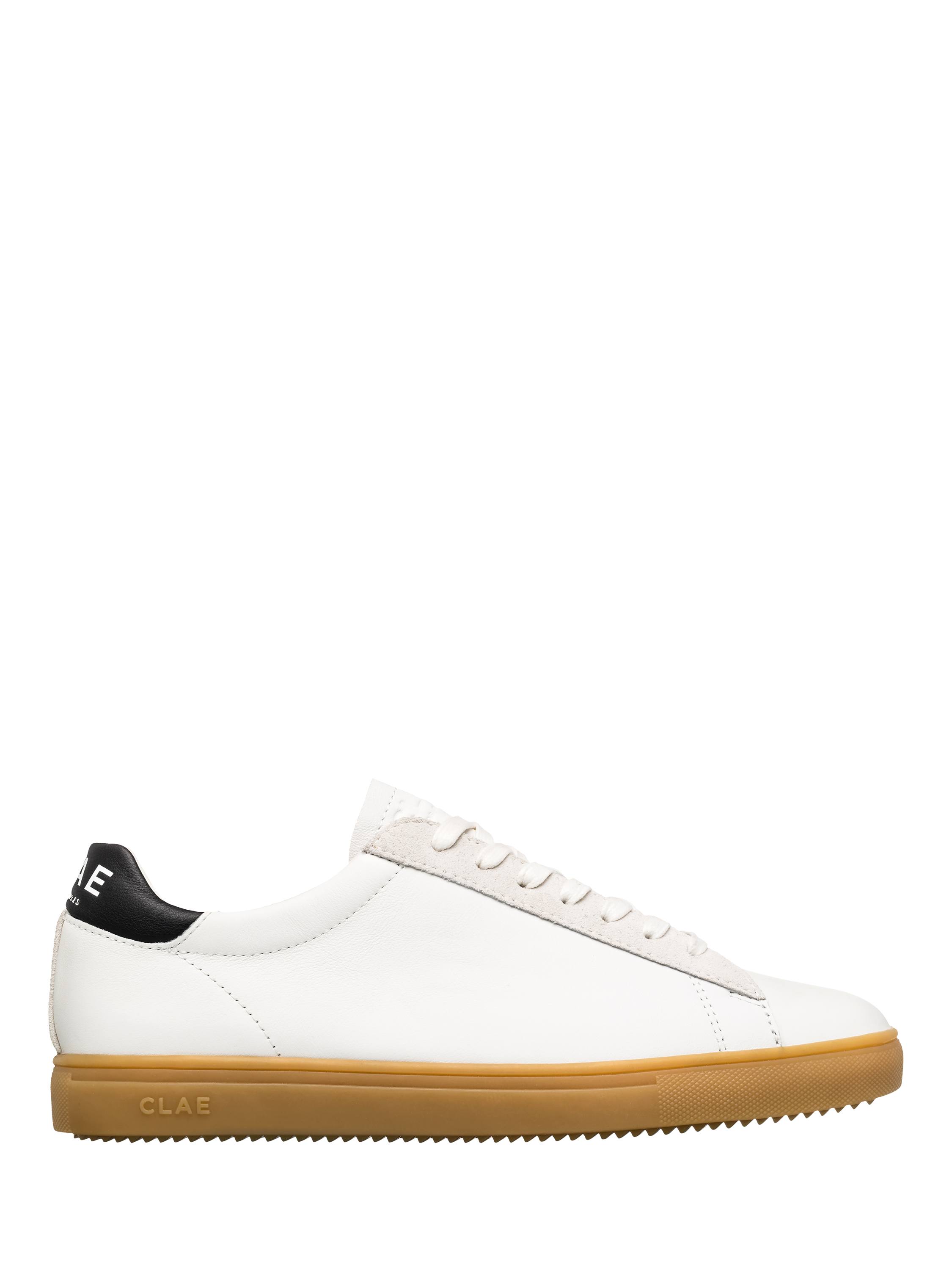 Product image 1 of 5, which shows CLAE Bradley Leather Trainers, White/Black, 3