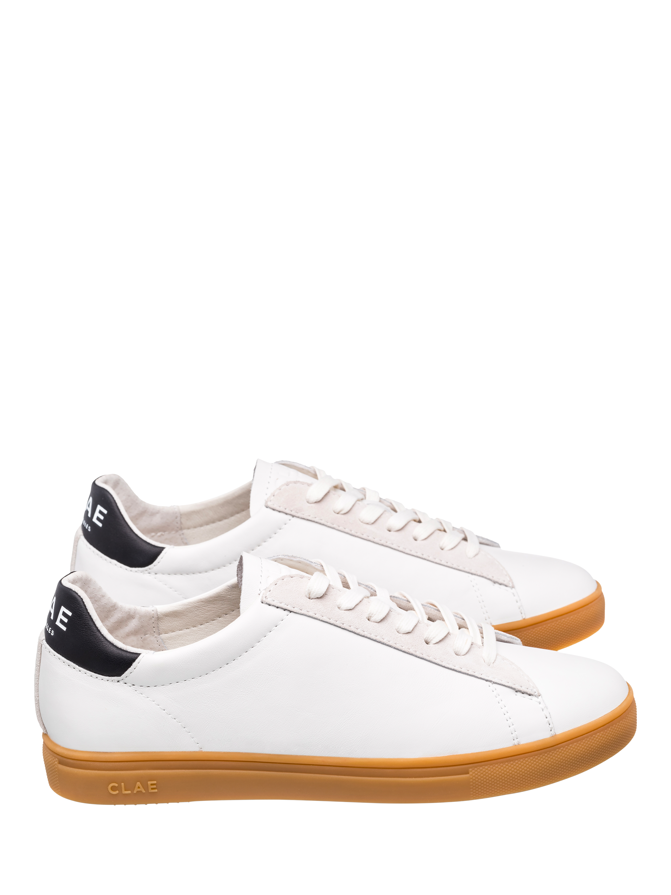 Product image 2 of 5, which shows CLAE Bradley Leather Trainers, White/Black, 3