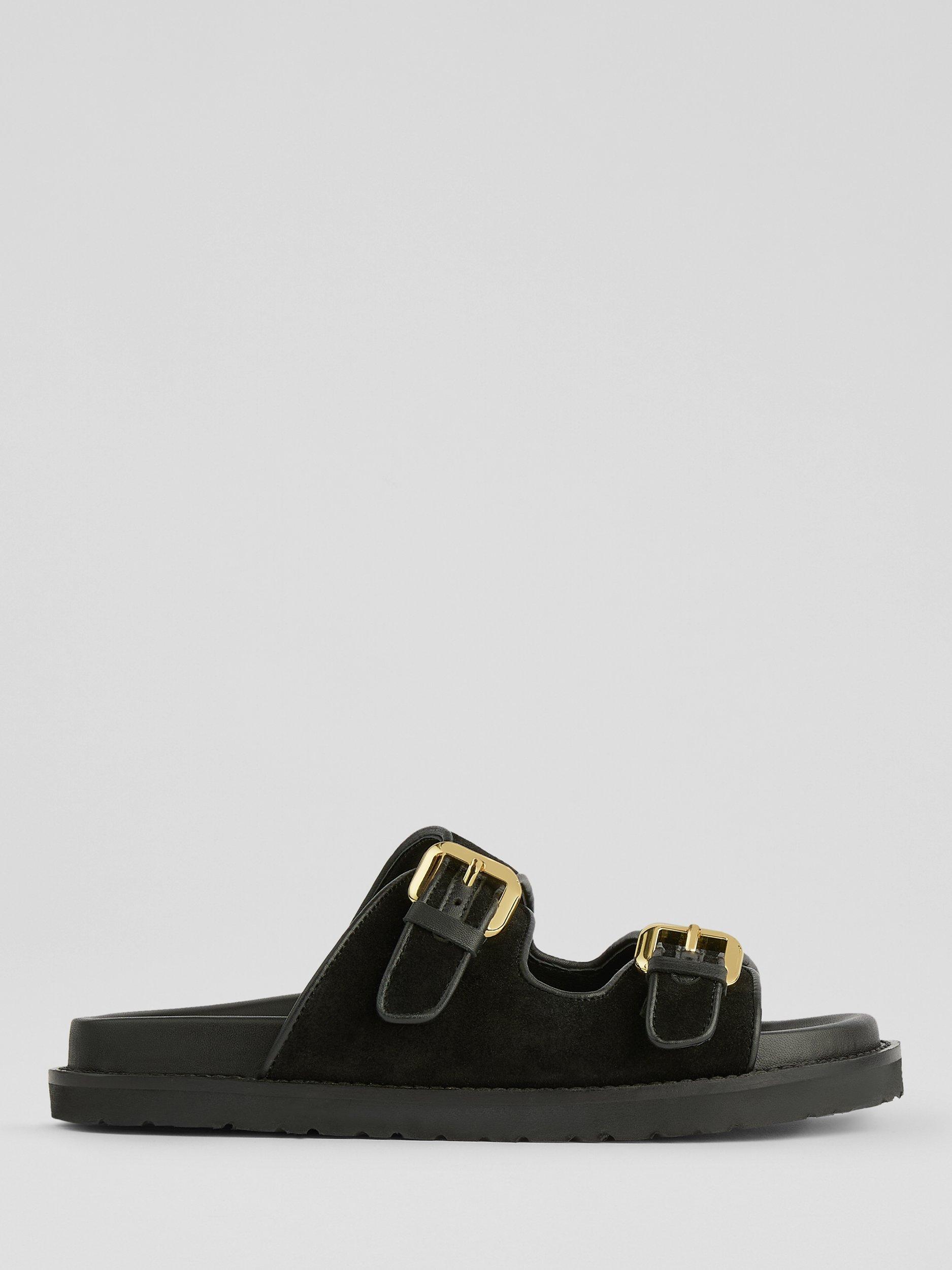 Product image 1 of 3, which shows L.K.Bennett Capri Double Strap Footbed Sandals, Black, 2