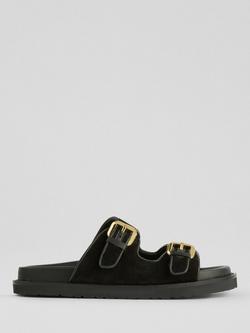 L.K.Bennett Capri Double Strap Footbed Sandals, Black, Black