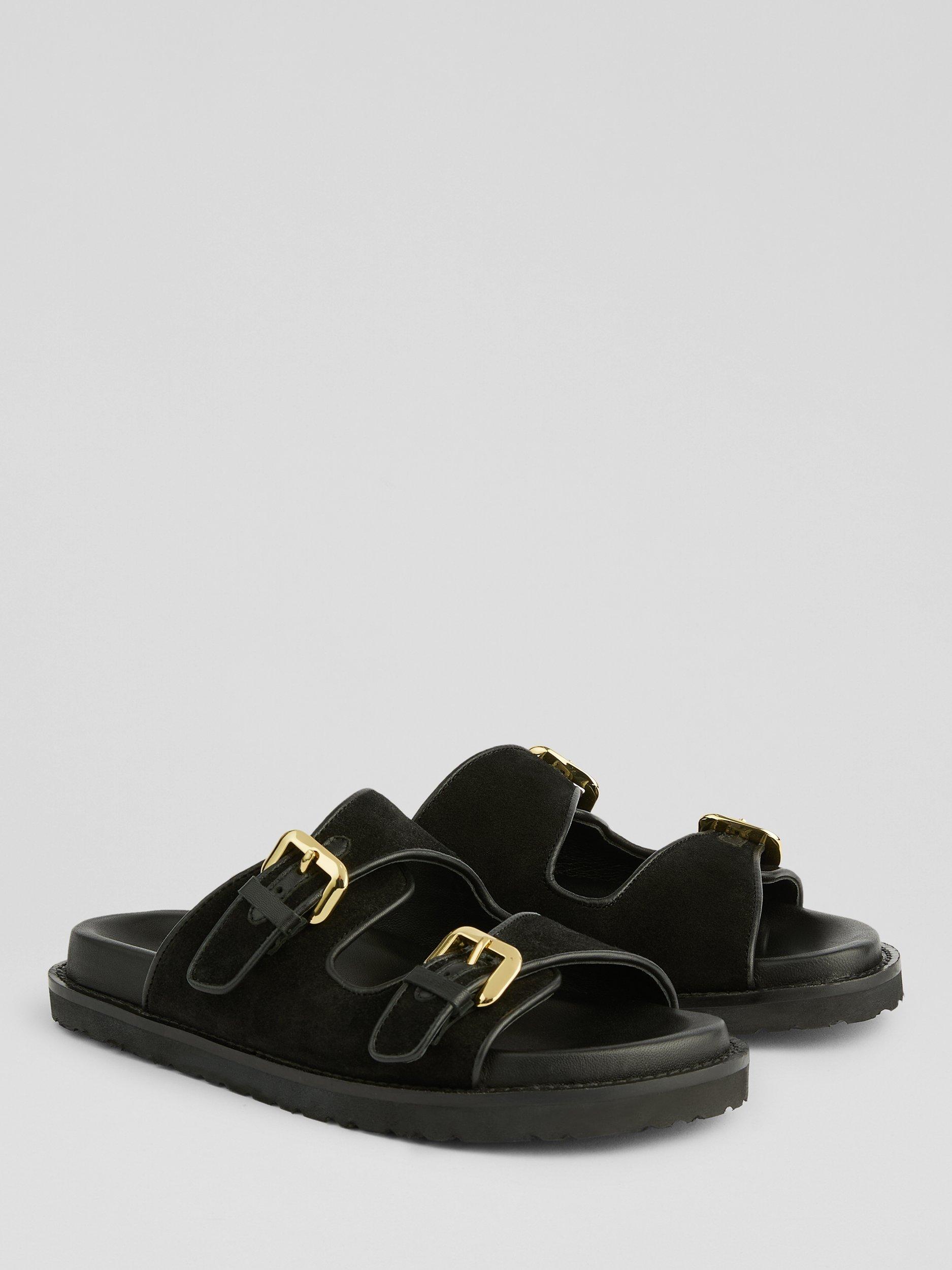 Product image 2 of 3, which shows L.K.Bennett Capri Double Strap Footbed Sandals, Black, 2