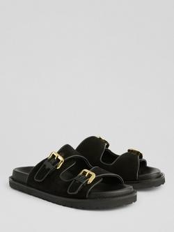 L.K.Bennett Capri Double Strap Footbed Sandals, Black - view 2, Black