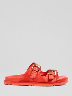 L.K.Bennett Capri Double Strap Footbed Sandals, Red, Red