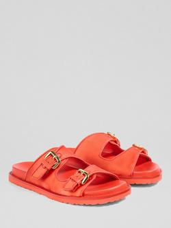L.K.Bennett Capri Double Strap Footbed Sandals, Red - view 2, Red
