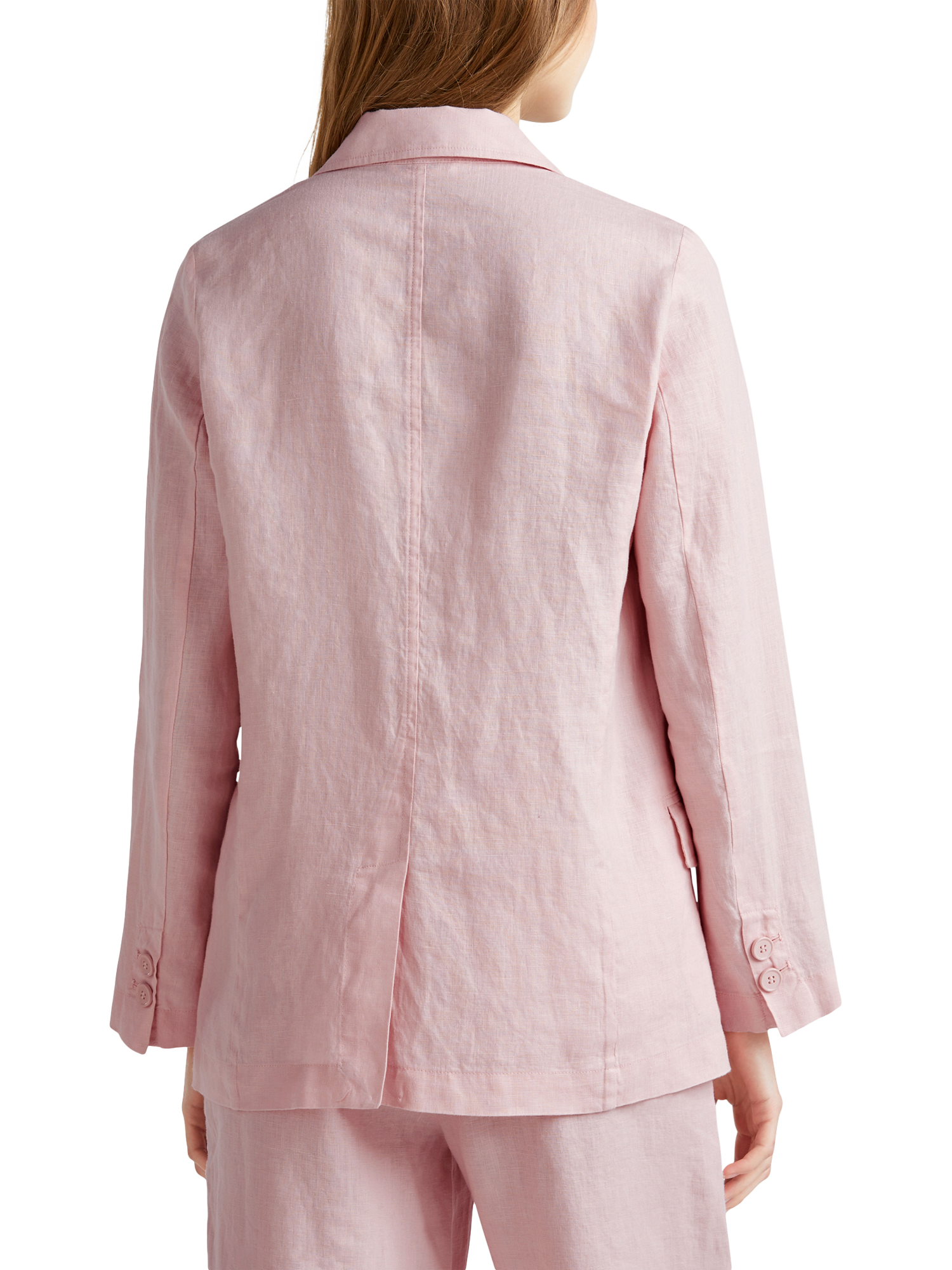 Product image 2 of 5, which shows Benetton Relaxed Fit Pure Linen Blazer, Powder, 8