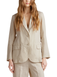 Benetton Relaxed Fit Pure Linen Blazer, Beige