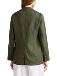Benetton Single Breasted Pure Linen Blazer, Military Green