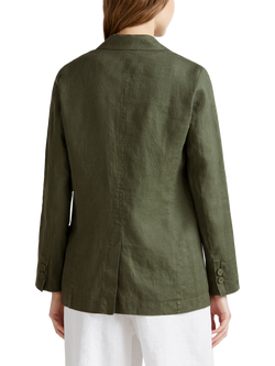 Benetton Single Breasted Pure Linen Blazer, Military Green - view 2, Military Green