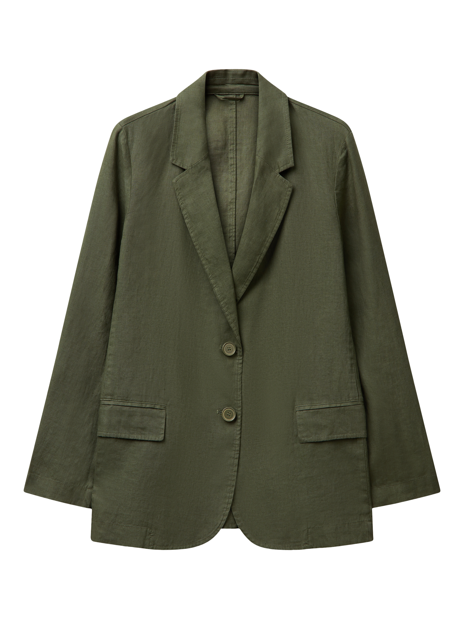 Product image 4 of 5, which shows Benetton Single Breasted Pure Linen Blazer, Military Green, 8