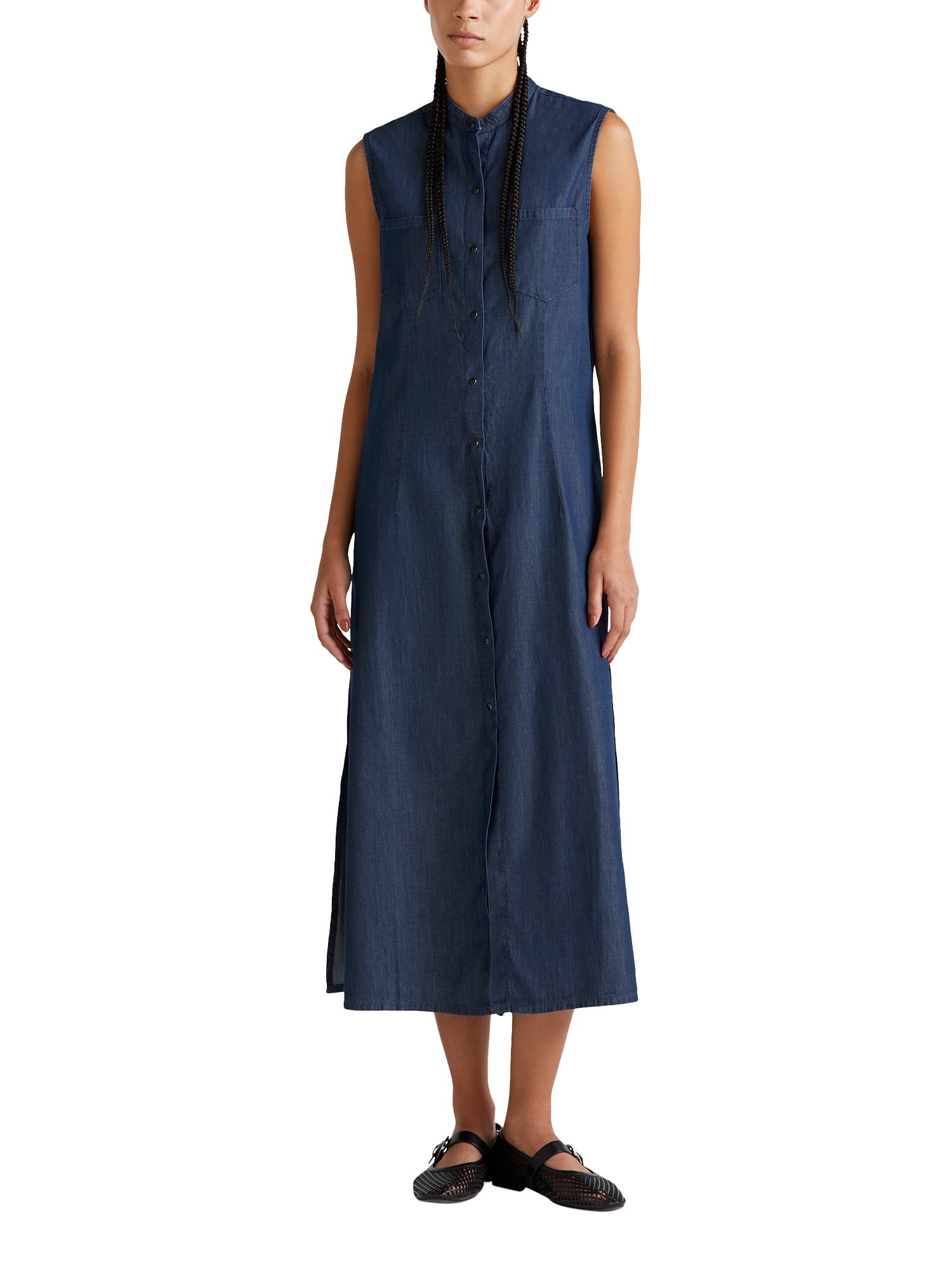 Benetton Sleeveless Denim Dress, Dark Blue