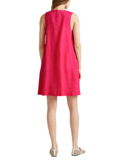 Benetton Sleeveless Pure Linen Dress - view 2, Magenta Red