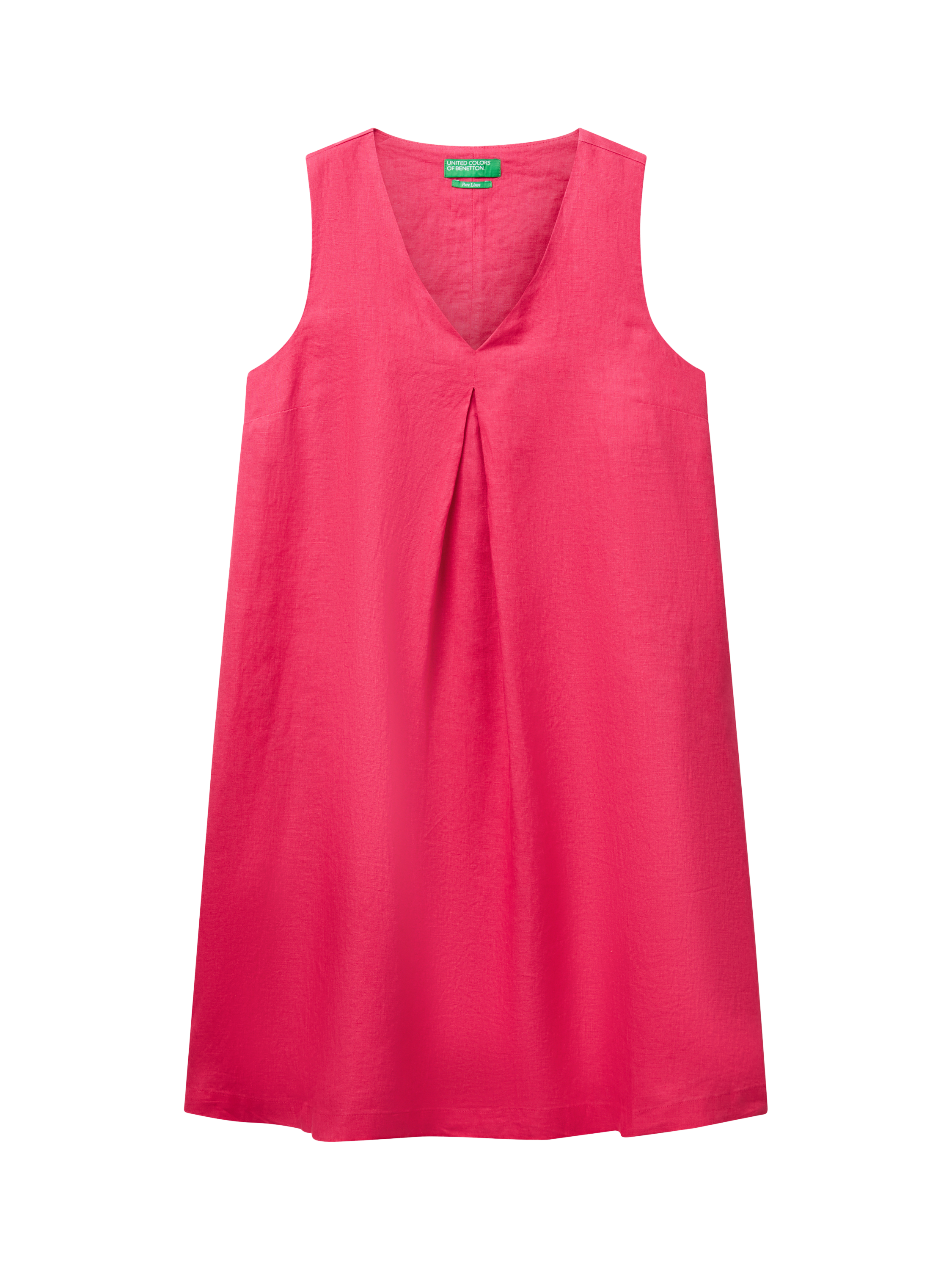 Product image 4 of 5, which shows Benetton Sleeveless Pure Linen Dress, Magenta Red, XS