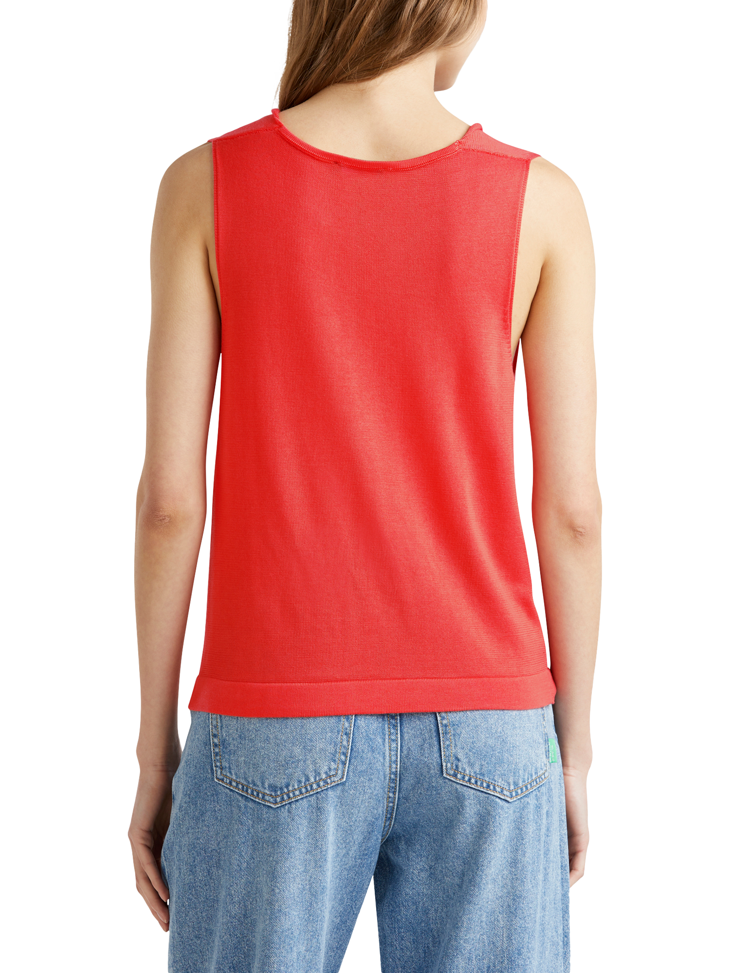 Product image 2 of 6, which shows Benetton Cowl Neck Sleeveless Top, Coral, S
