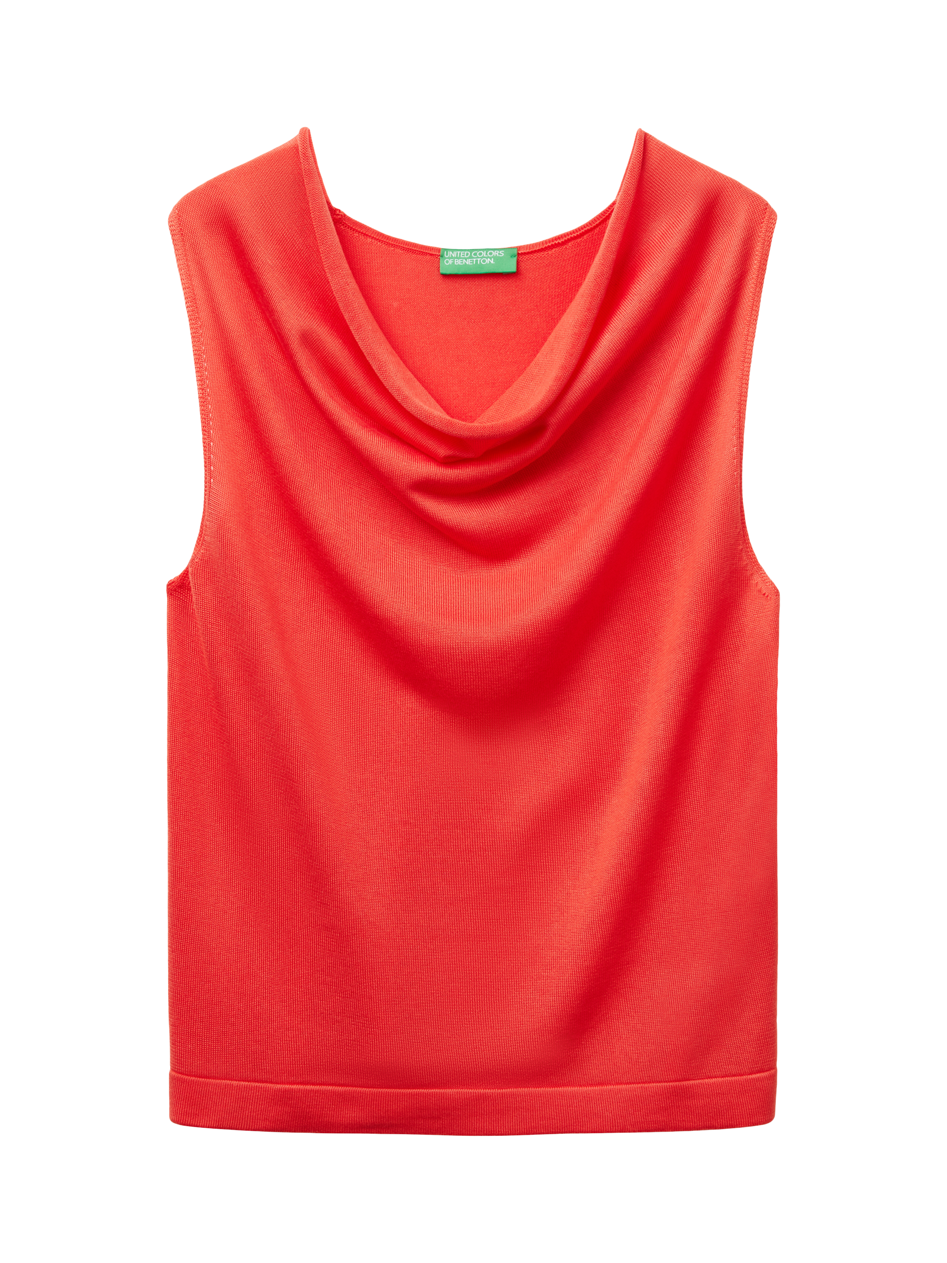 Product image 4 of 6, which shows Benetton Cowl Neck Sleeveless Top, Coral, S