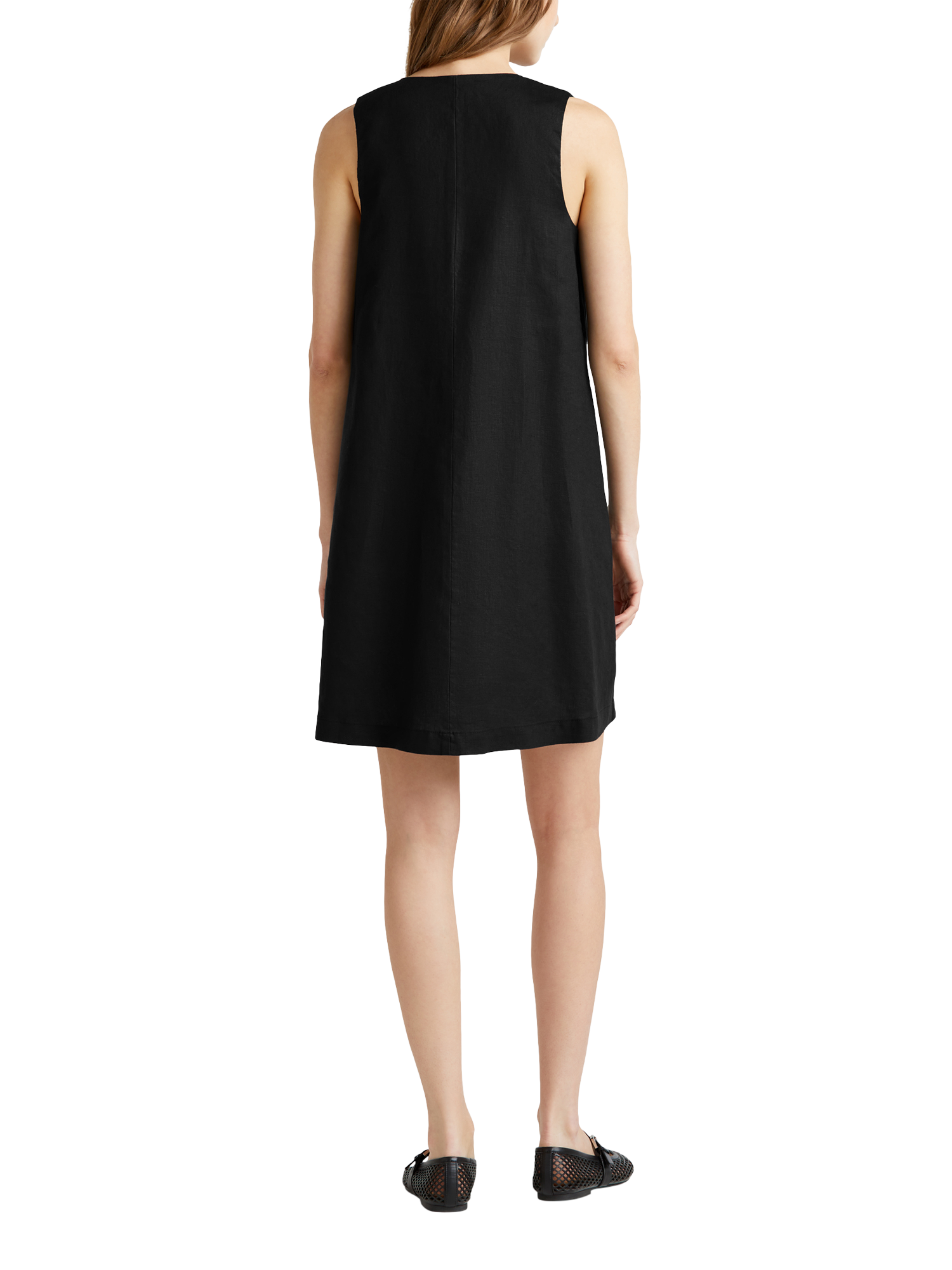 Product image 2 of 5, which shows Benetton Sleeveless Pure Linen Dress, Black, XS