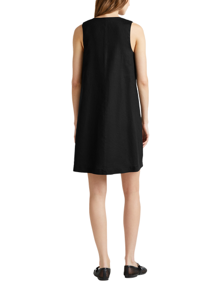 Benetton Sleeveless Pure Linen Dress - view 2, Black