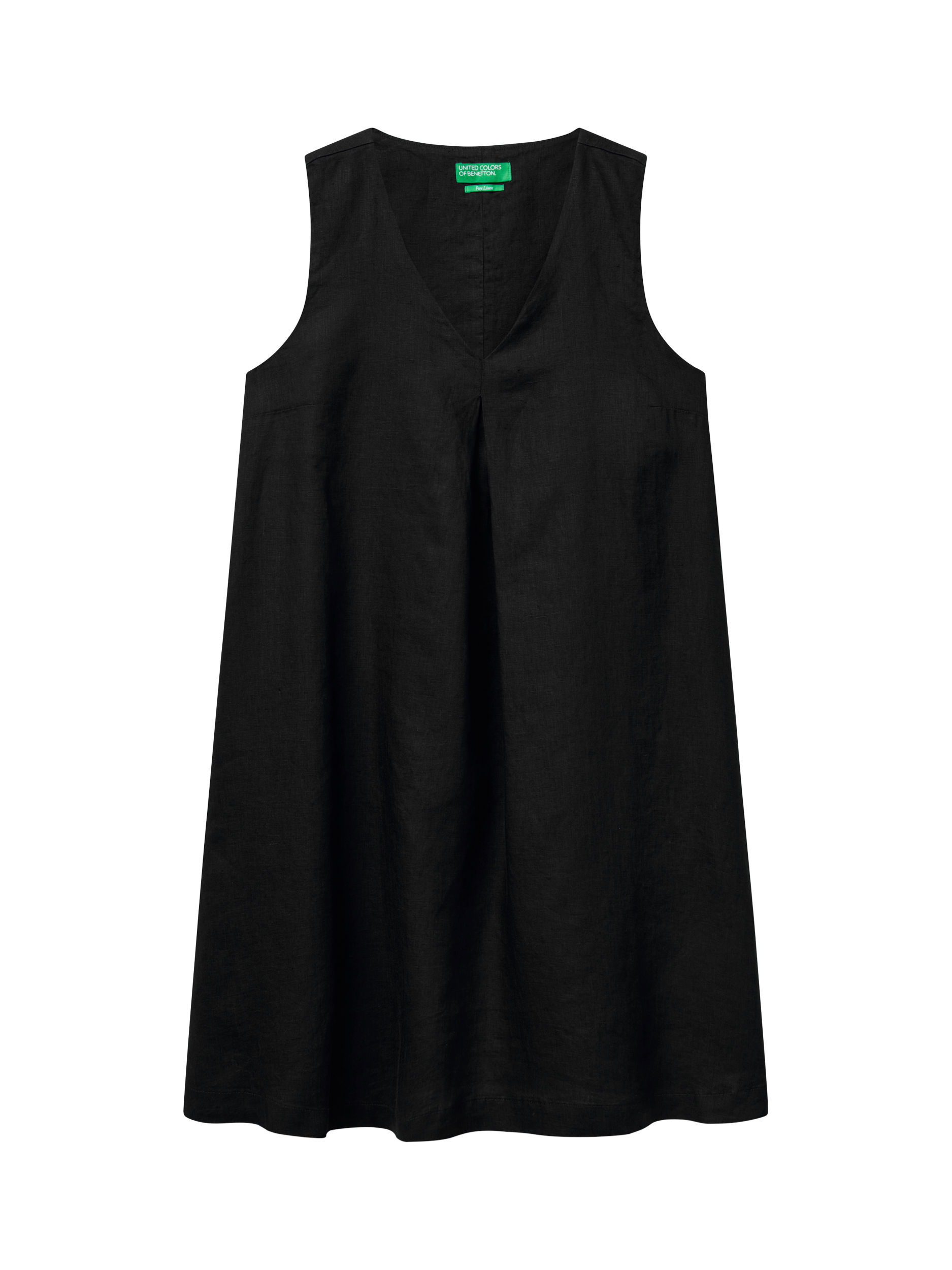 Product image 4 of 5, which shows Benetton Sleeveless Pure Linen Dress, Black, XS