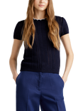 Benetton Contrast Trim Top, Night Blue