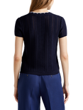 Benetton Contrast Trim Top, Night Blue