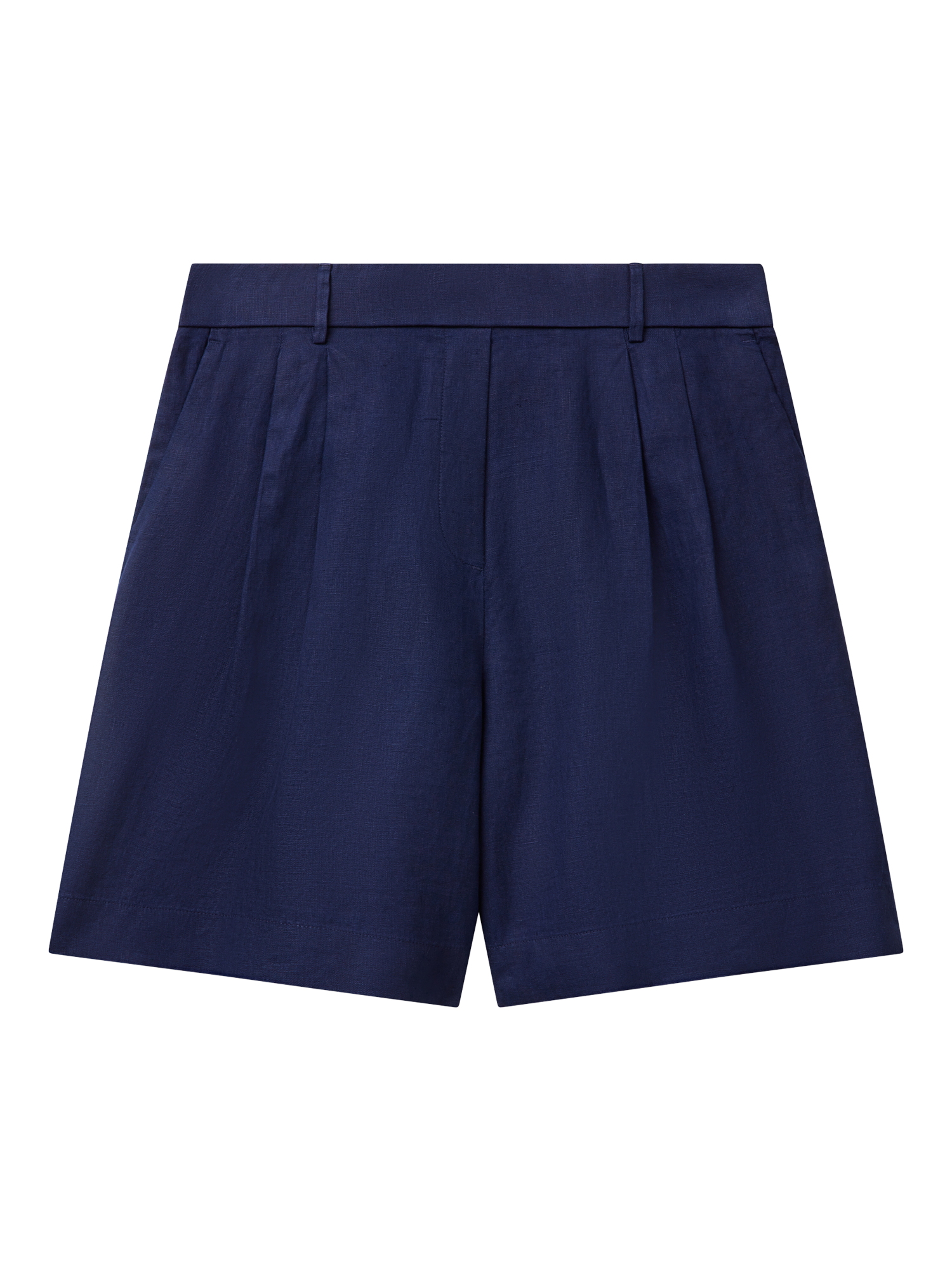 Product image 4 of 5, which shows Benetton Elasticated Waist Pure Linen Shorts, Night Blue, XS