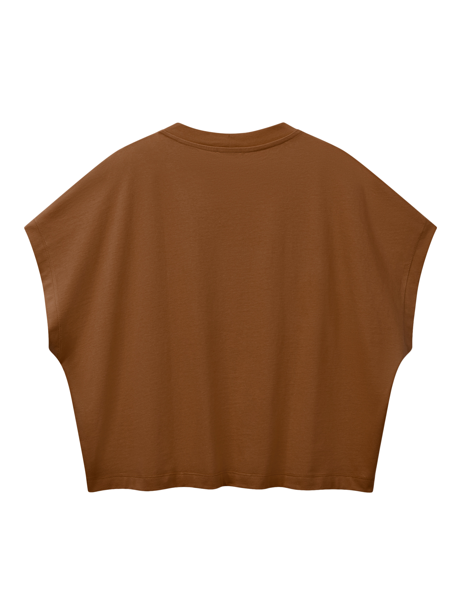 Product image 4 of 4, which shows Benetton Crew Neck Loose Fit Cotton T-Shirt, Brown, XS