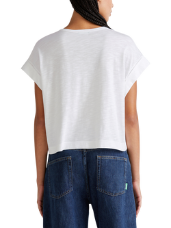 Benetton Crew Neck Cotton Blend T-Shirt - view 2, Optical White