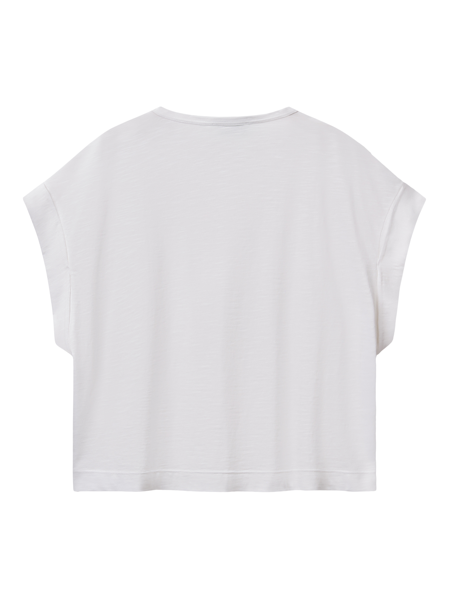 Product image 4 of 4, which shows Benetton Crew Neck Cotton Blend T-Shirt, Optical White, XS