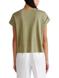 Benetton Crew Neck Cotton Blend T-Shirt, Olive Green