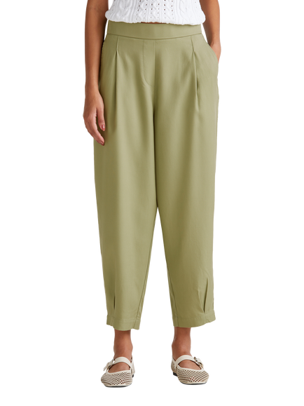 Benetton Cropped Trousers, Olive Green