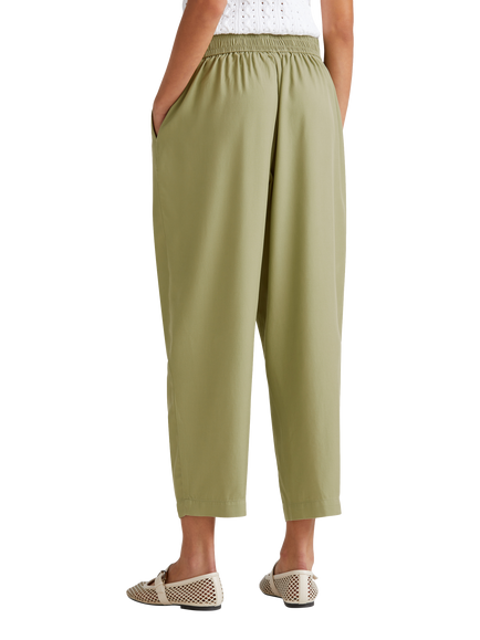 Benetton Cropped Trousers - view 2, Olive Green