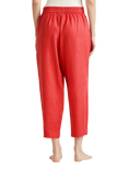 Benetton Cropped Linen Trousers, Brick Red