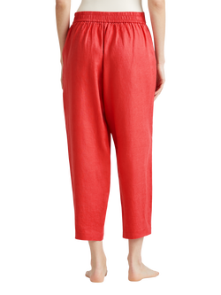 Benetton Cropped Linen Trousers - view 2, Brick Red