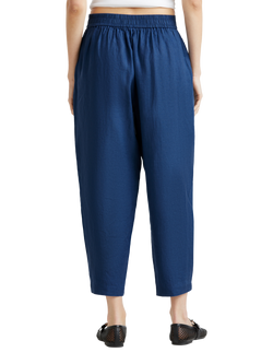 Benetton Cropped Linen Trousers - view 2, Air Force Blue
