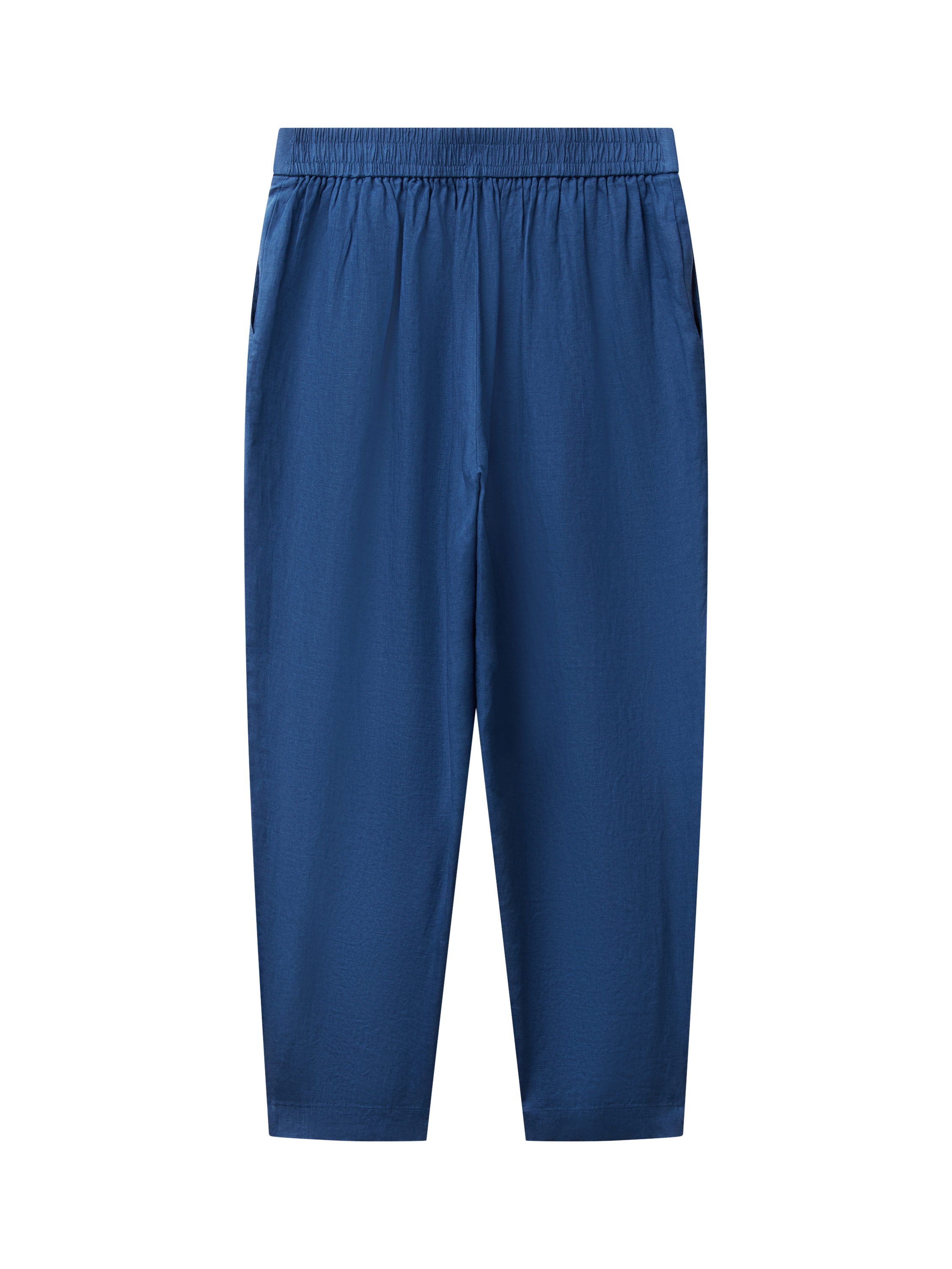 Product image 5 of 5, which shows Benetton Cropped Linen Trousers, Air Force Blue, XS