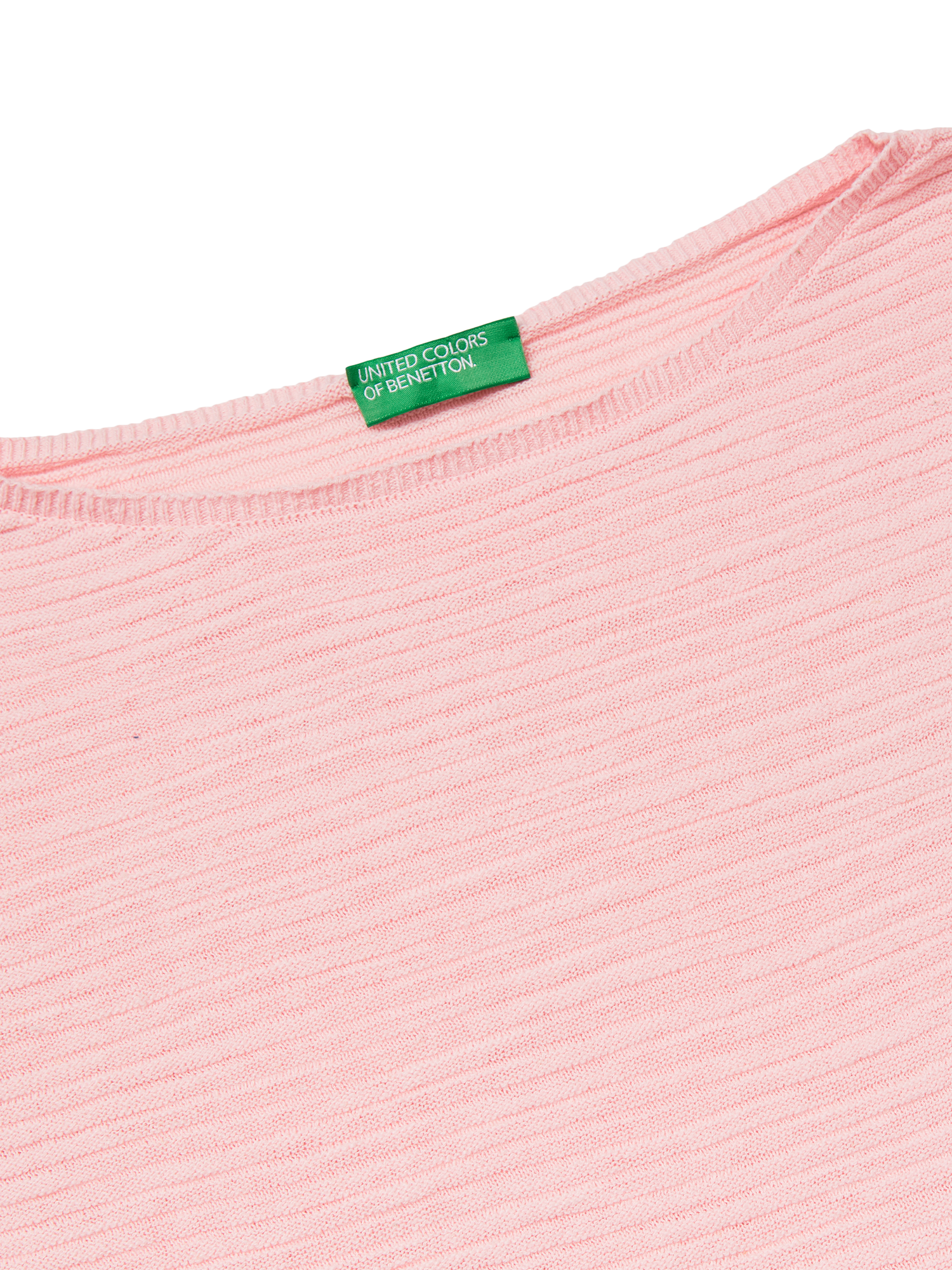 Product image 6 of 6, which shows Benetton Boat Neck Cotton Linen Blend Jumper, Powder, XS