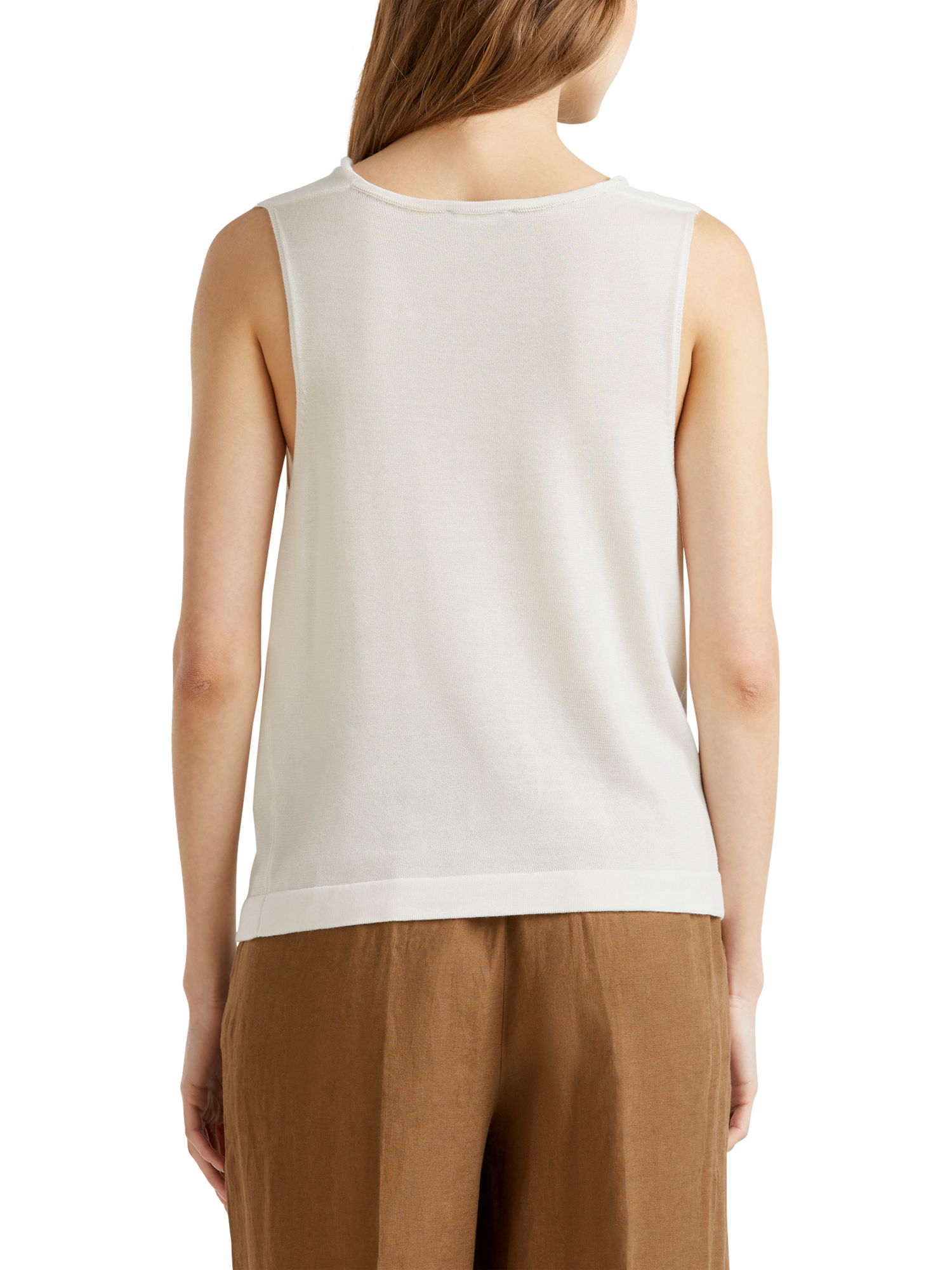 Product image 2 of 6, which shows Benetton Cowl Neck Sleeveless Top, Off White, S