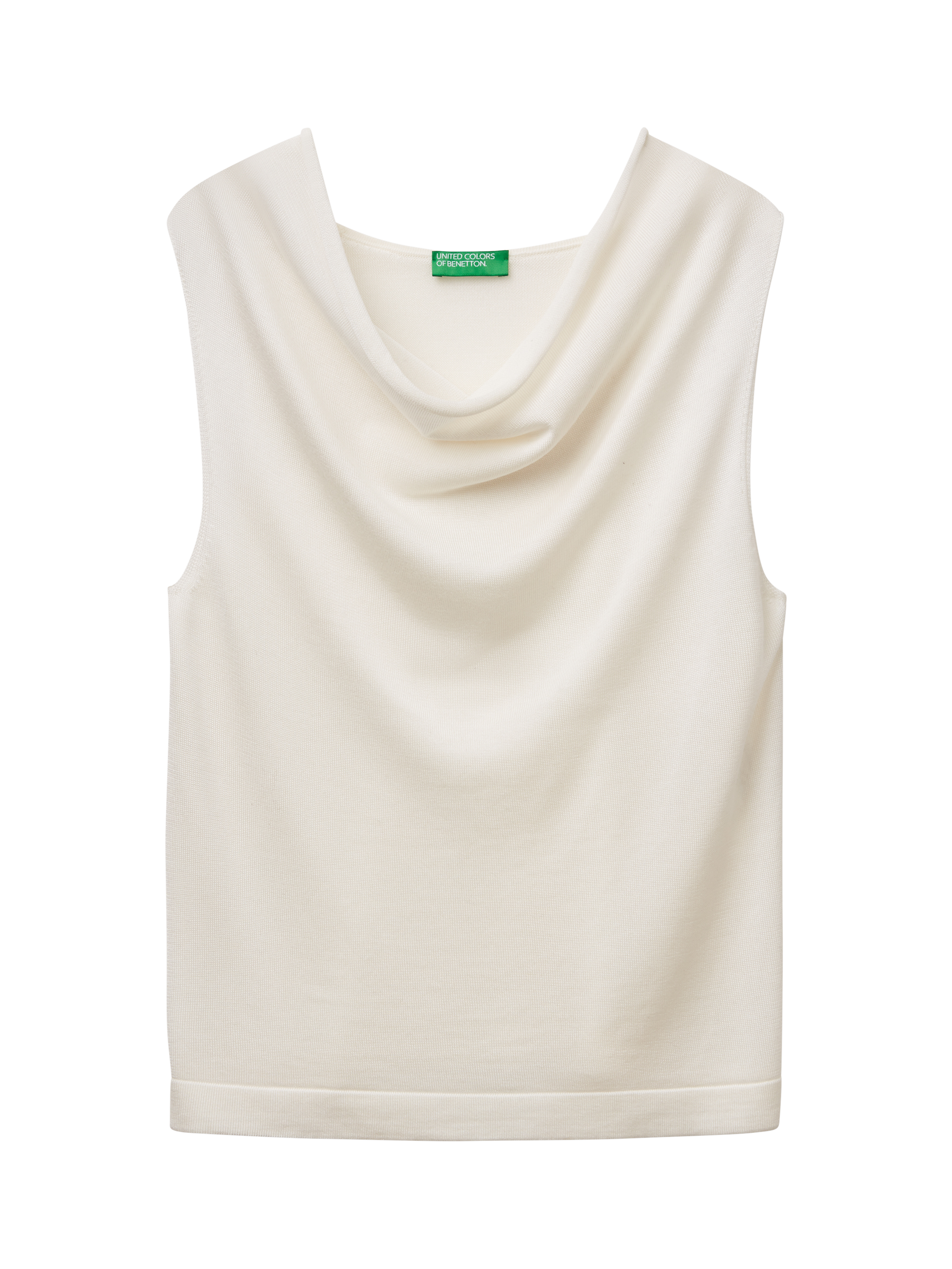 Product image 4 of 6, which shows Benetton Cowl Neck Sleeveless Top, Off White, S