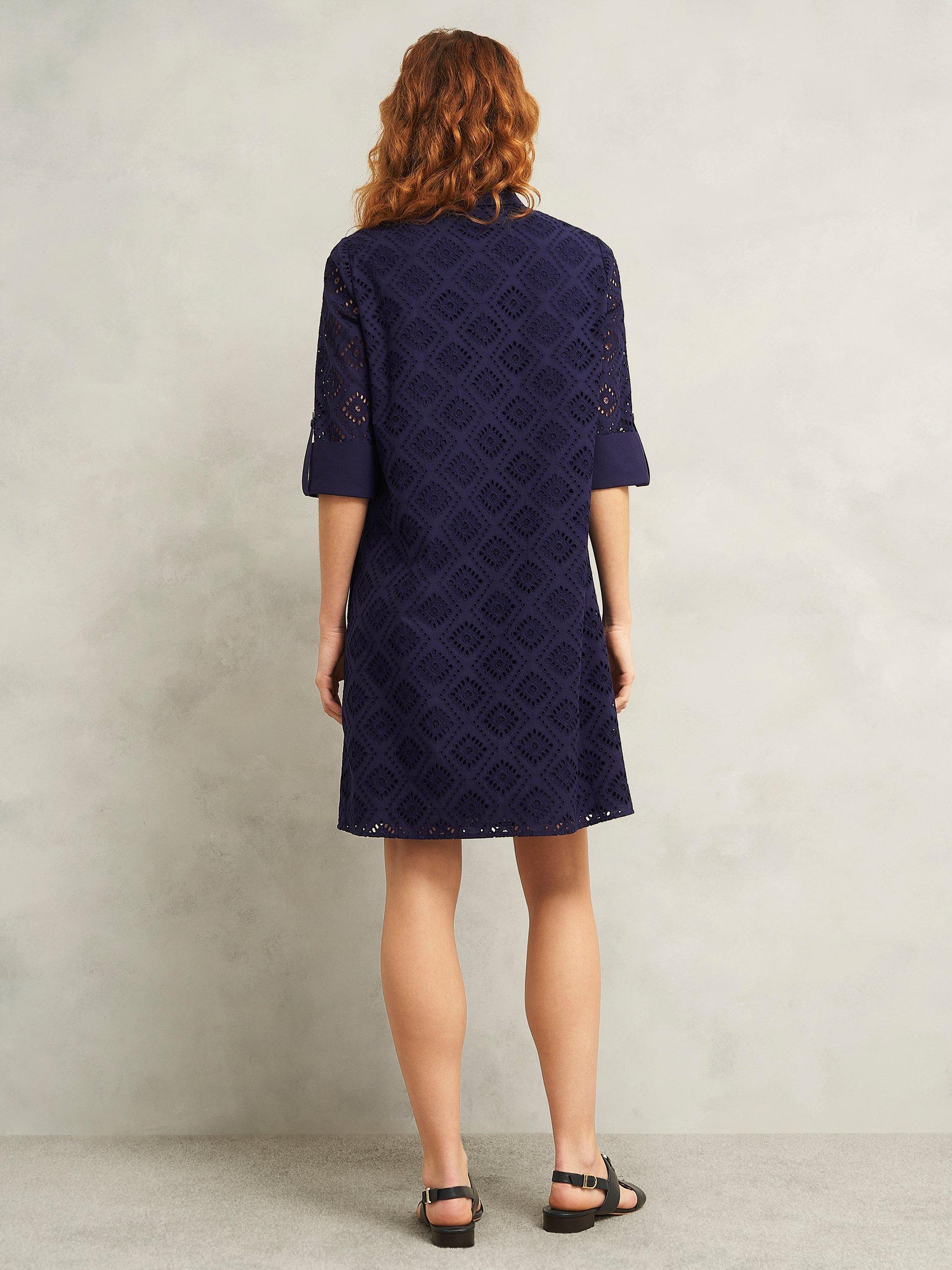 Product image 2 of 6, which shows Hobbs Petite Marcia Tunic Dress, Navy, 10