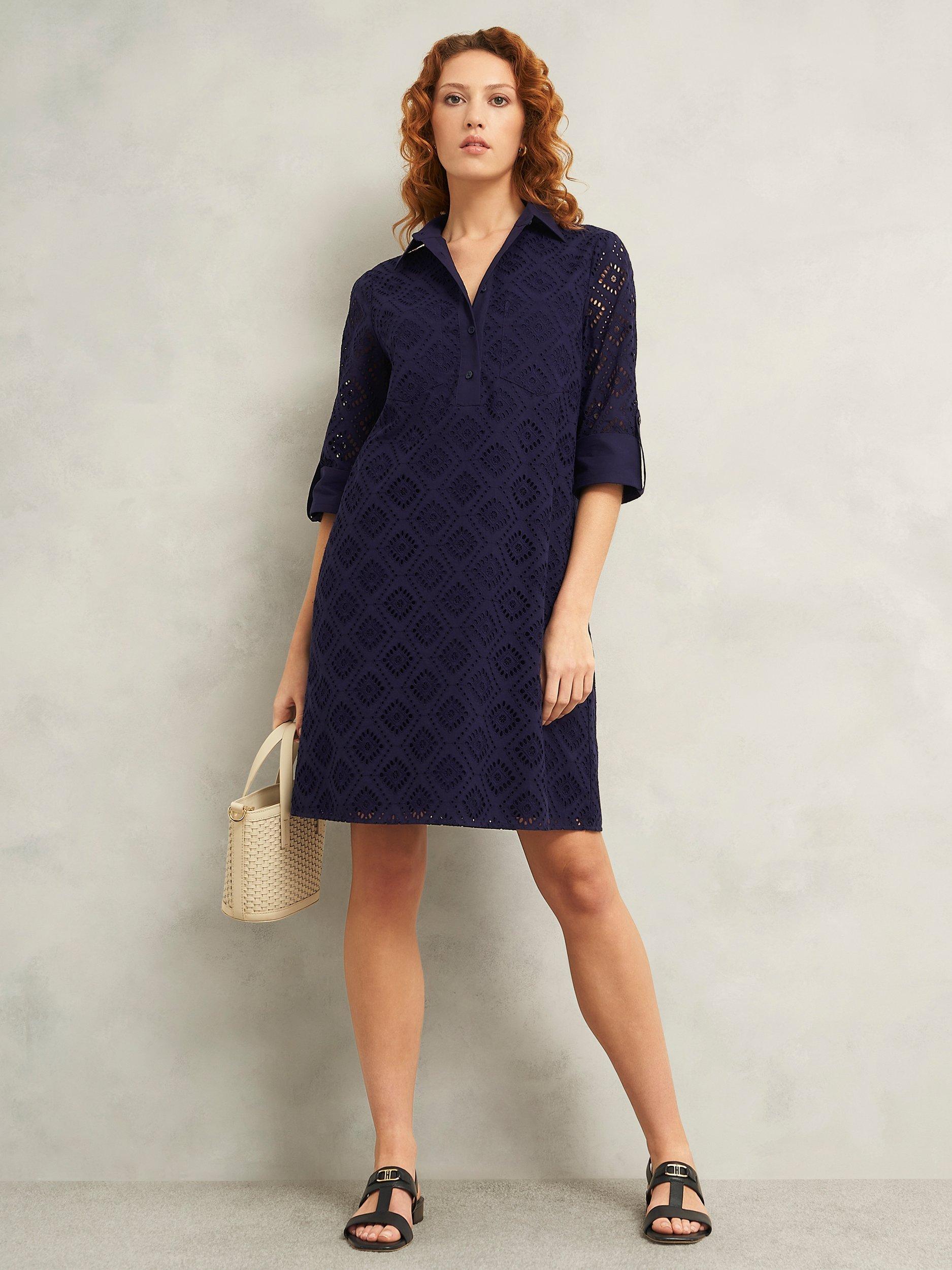 Product image 5 of 6, which shows Hobbs Petite Marcia Tunic Dress, Navy, 10