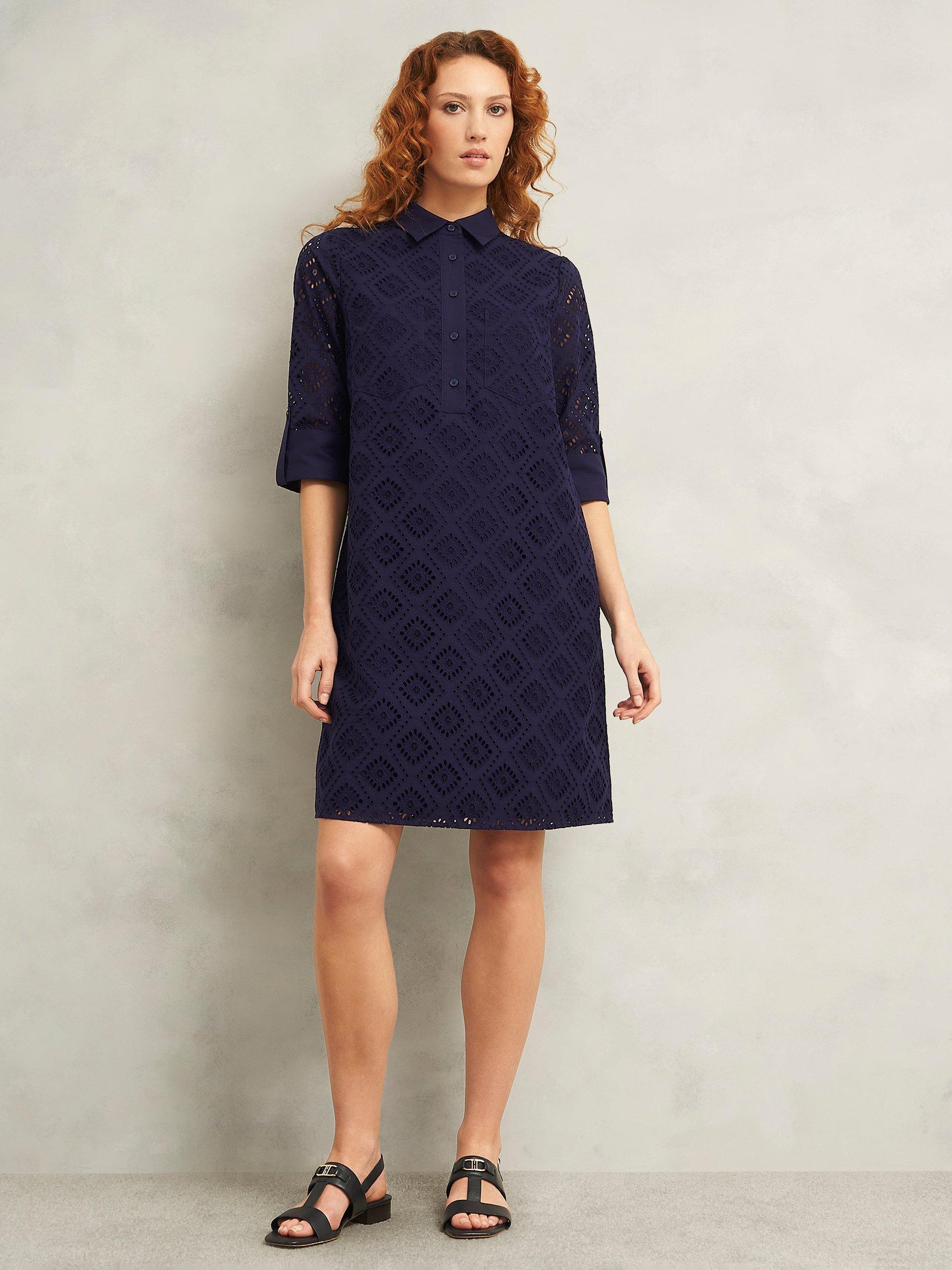 Product image 6 of 6, which shows Hobbs Petite Marcia Tunic Dress, Navy, 10