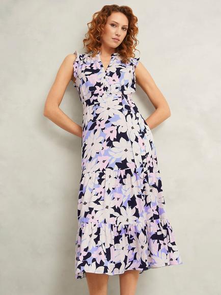Hobbs Petite Shauna Floral Sleeveless Dress, Multi, Multi