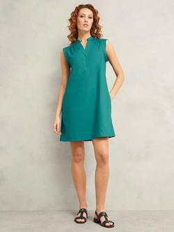 Hobbs Skye Cotton Sleeveless Mini Dress, Myrtle Green, Myrtle Green