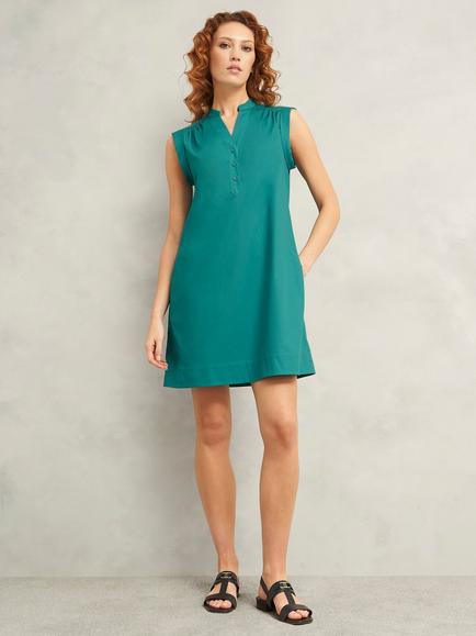 Hobbs Skye Cotton Sleeveless Mini Dress, Myrtle Green, Myrtle Green