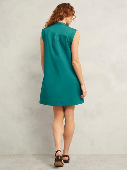 Hobbs Skye Cotton Sleeveless Mini Dress, Myrtle Green - view 2, Myrtle Green