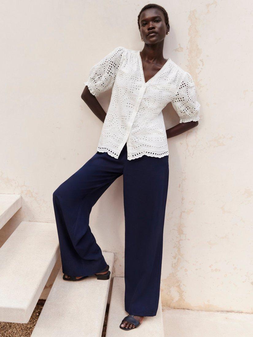 Product image 5 of 5, which shows Hobbs Karis Scallop Trim Blouse, White, 10