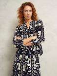 Hobbs Jilly Abstract Floral Top, Navy/Multi