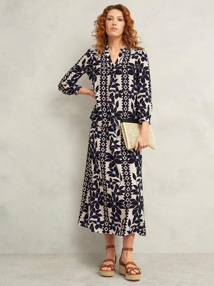 Hobbs Jilly Abstract Floral Top, Navy/Multi, Navy/Multi