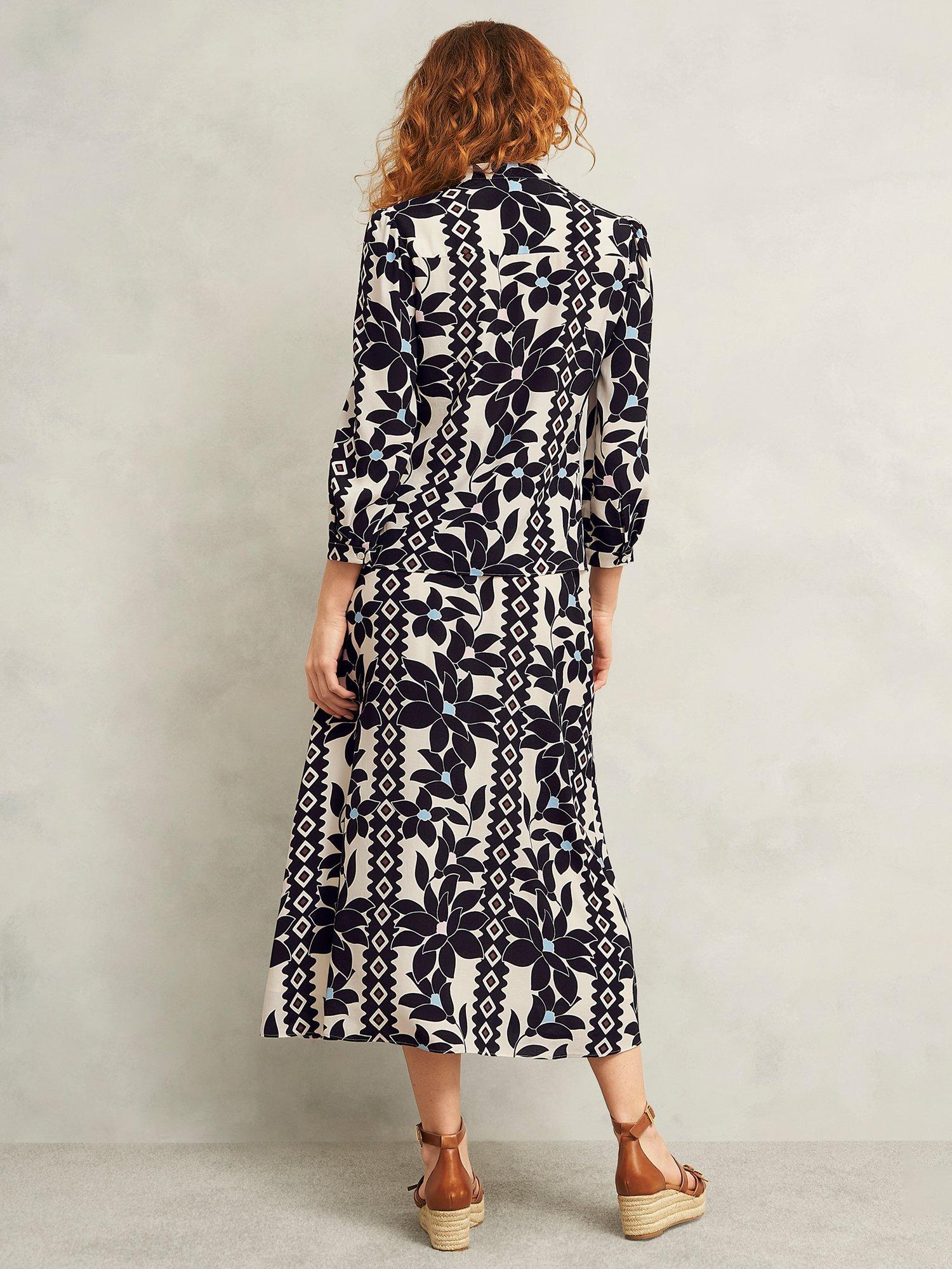 Product image 2 of 6, which shows Hobbs Jilly Abstract Floral Top, Navy/Multi, 10