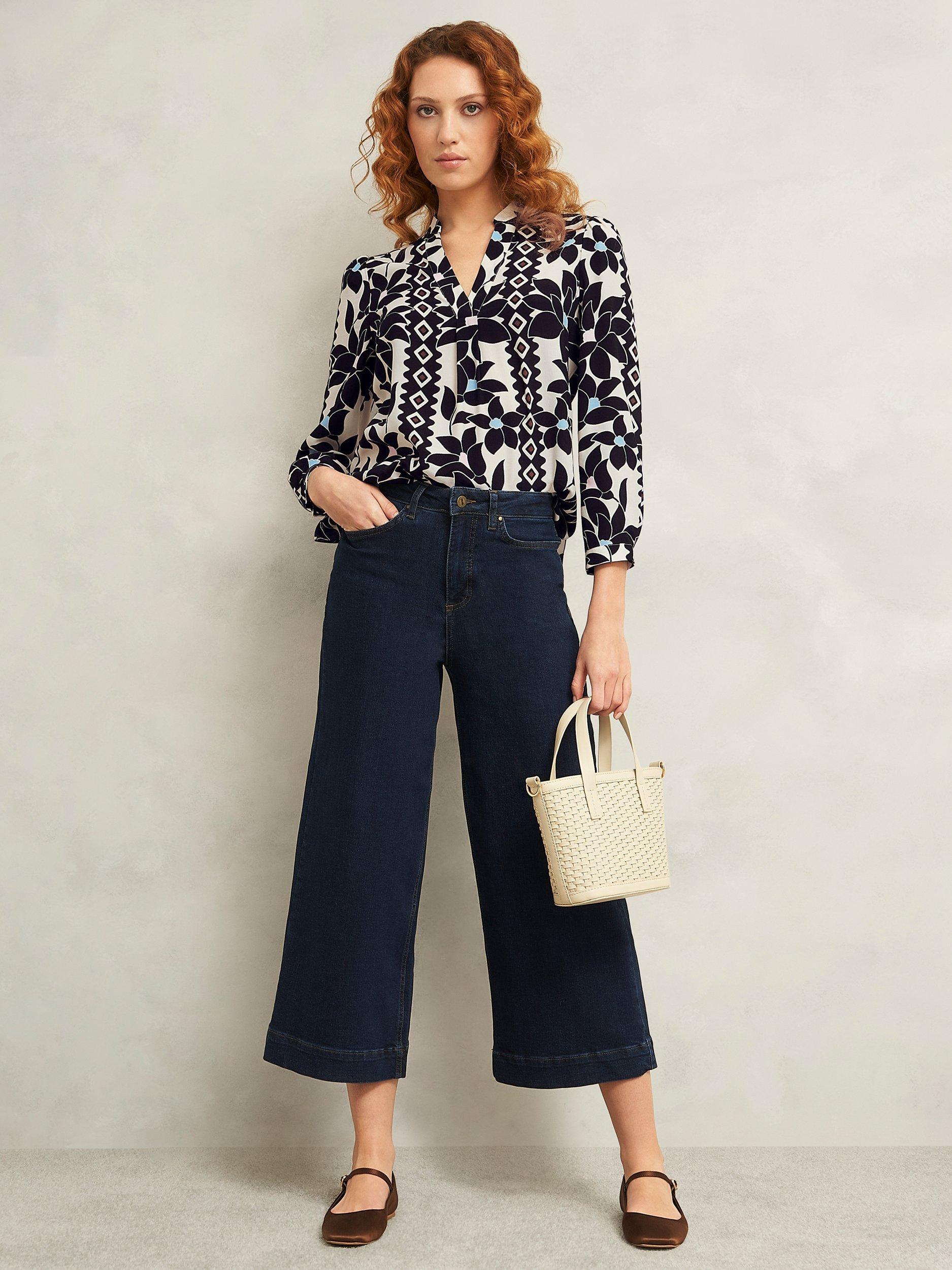 Product image 6 of 6, which shows Hobbs Jilly Abstract Floral Top, Navy/Multi, 10